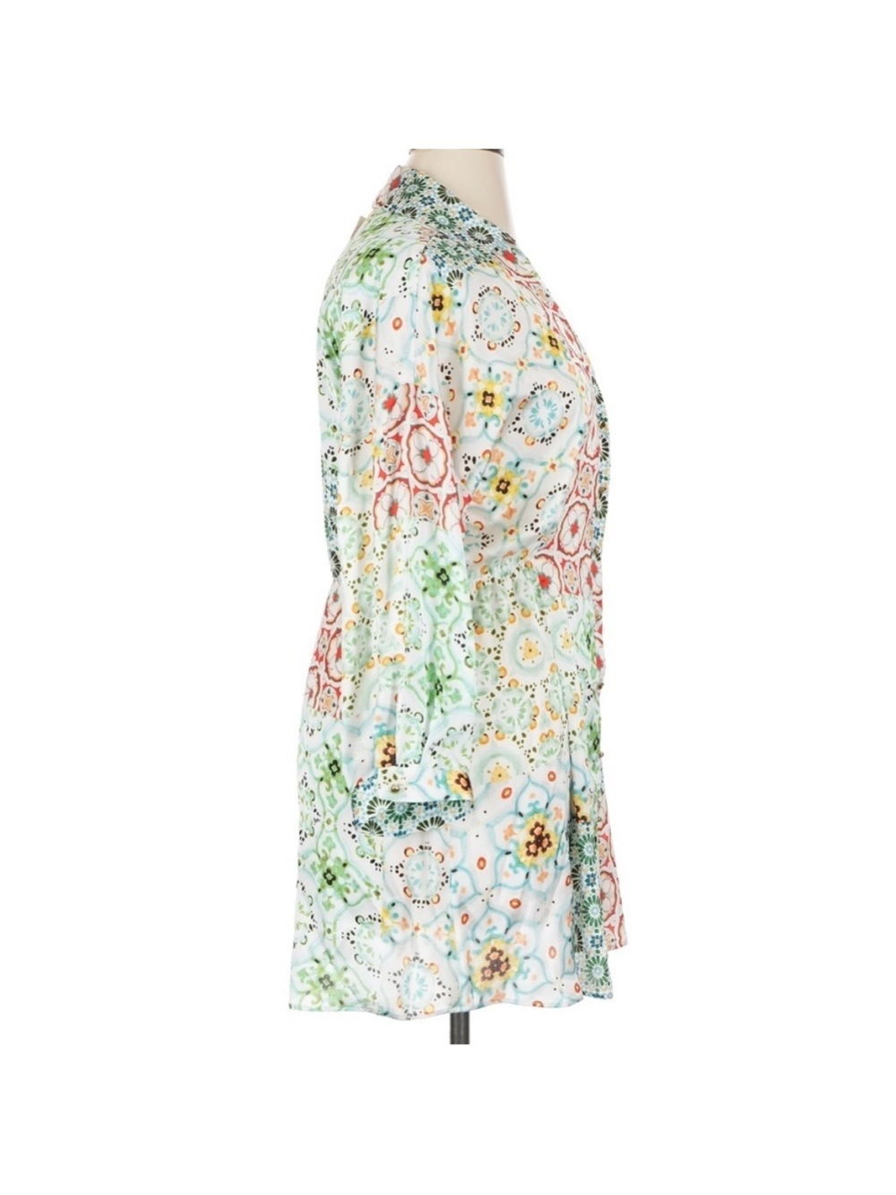 Zara Mixed Print Shirt Dress Mini Multicolor Floral Geometric Button Front XL - Picture 4 of 8